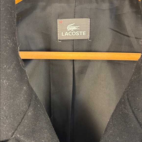 Lacoste Black Wool Pea Coat - Picture 2 of 11